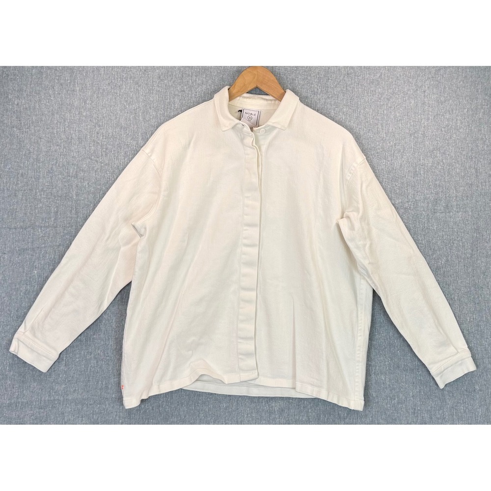 Noble‎ 31 Women's Oversized White Button Down Denim Long Sleeve Shirt Jacket XL